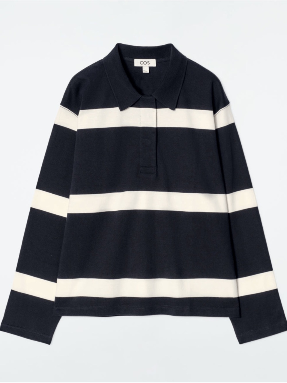 COS Relaxed Striped Long Sleeved Polo Shirt, size XS